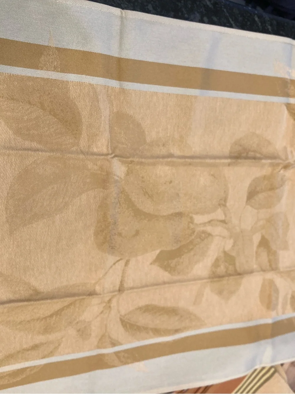 Set of 4 Williams Sonoma Autumn Leaf Jacquard Kitchen Towels - Honey Gold 20x30